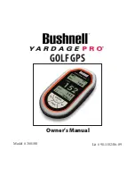 Bushnell Yardage PRO 368100 Owner'S Manual preview
