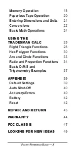 Preview for 4 page of Calculated Industries Tradesman Calc 4400 Pocket Reference Manual