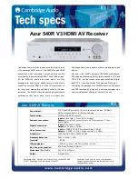 Preview for 1 page of Cambridge Audio Azur 540R V3 Technical Specifications