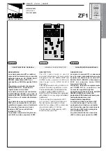 CAME Z Series Instruction Manual preview