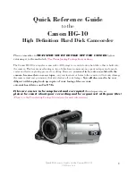 Canon HG-10 Quick Reference Manual preview