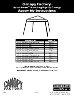 Canopy Factory Sport Series Assembly Instructions Manual preview