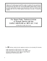 Preview for 2 page of Caple CR 903 SS Instruction Manual