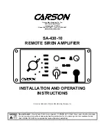 Carson SA-430-10 Installation And Operating Instructions Manual preview