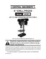 Preview for 1 page of Central Machinery CENTRAL MACHINERY 44505 Set Up And Operating Instructions Manual