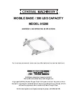 Central Machinery CENTRAL MACHINERY 95288 Assembly And Operating Instructions Manual preview