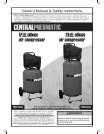 Central Pneumatic 26 GAL oilless air compressor Owner'S Manual & Safety Instructions preview