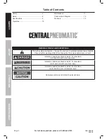 Preview for 2 page of Central Pneumatic 26 GAL oilless air compressor Owner'S Manual & Safety Instructions