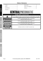 Preview for 2 page of Central Pneumatic 93657 Owner'S Manual & Safety Instructions