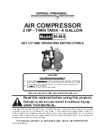 Preview for 1 page of Central Pneumatic 95498 Set Up And Operating Instructions Manual