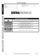 Preview for 2 page of Central Pneumatic CentralPneumatic 69269 Owner'S Manual & Safety Instructions