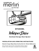 Chamberlain Merlin Whisper Drive MT3850WL Installation And Operating Instructions Manual preview