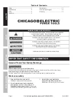 Preview for 2 page of Chicago Electric 68099 Owner'S Manual & Operating Instructions