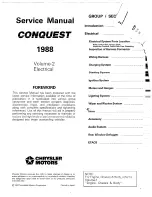 Preview for 1 page of Chrysler Conquest 1988 Service Manual