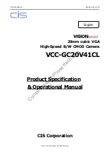 Preview for 1 page of CIS VISION:mini VCC-GC20V41CL Product Specification & Operational Manual