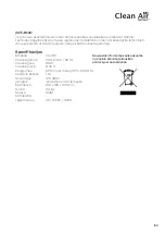 Preview for 109 page of Clean Air Optima CA-703 User Manual