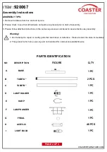 Preview for 2 page of Coaster 920067 Assembly Instructions