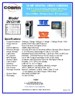 Preview for 1 page of Cobra Digital DVC3100 Specifications