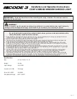 Preview for 1 page of Code 3 CD3974 Series Installation And Operation Instructions Manual