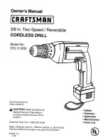 Preview for 1 page of Craftsman 315.111630 Owner'S Manual