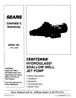 Craftsman HYDROGLASS 390.2508 Owner'S Manual preview