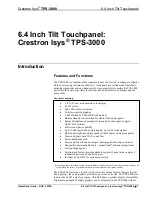 Preview for 5 page of Crestron Isys TPS-3000 Operation Manual