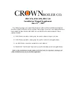 Crown Boiler BIMINI BUDDY BWC090 Installation Manual Supplement preview