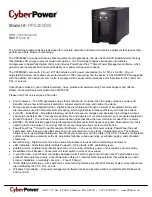 CyberPower 649532822003 Specification Sheet preview