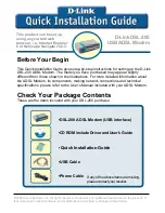 Preview for 1 page of D-Link DSL-200 Quick Installation Manual