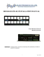 Preview for 1 page of D&R ELECTRONICS RDS16S-ELITE-R1 Installation Manual