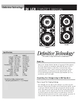 Definitive Technology Di 5.5 LCR Owner'S Manual preview