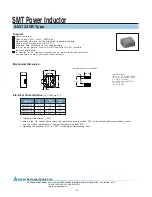 Delta Electronics SMT Power Inductor SIQ1240R Specification Sheet preview