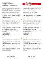 Preview for 3 page of Dietz SB 100 Operating Instructions Manual