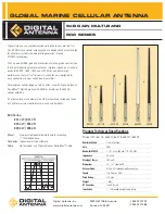 Digital Antenna GLOBAL MARINE CELLULAR ANTENNA 9dB GAIN MULTI-BAND 800 SERIES Specification Sheet preview