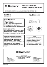 Preview for 1 page of Dometic NDR1492-B Installation And Operating Instructions Manual