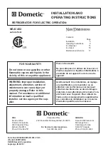 Preview for 1 page of Dometic NEA1402 Installation And Operating Instructions Manual