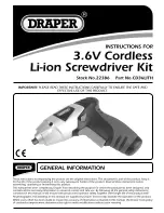 Preview for 1 page of Draper 3.6V CORDLESS LI-ION SCREWDRIVER KIT Instructions Manual