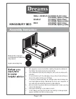 DREAMS KINGSBURY BED Assembly Instruction Manual preview