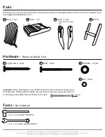 Preview for 2 page of ECCB OUTDOOR Adirondack Chair with Integrated Footrest Assembly Instructions