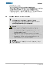 Preview for 21 page of Ecolab 106052 Operating Instructions Manual