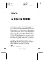 Preview for 3 page of Epson 24-PIN DOT MATRIX PRINTER LQ-680PRO User Manual