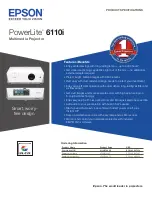 Preview for 1 page of Epson 6110i - PowerLite XGA LCD Projector Specifications