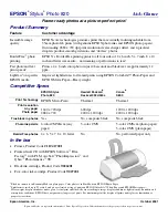 Epson C11C417001 - Stylus Photo 820 Color Inkjet Printer Specification Sheet preview