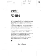 Preview for 1 page of Epson FX-2180 - Impact Printer User Manual
