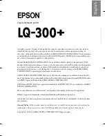 Epson LQ-300 - Impact Printer Quick Start Manual preview