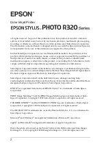 Preview for 2 page of Epson R320 - Stylus Photo Color Inkjet Printer Manual