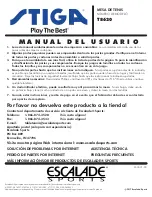 Preview for 19 page of ESCALADE STIGA T8620 Owner'S Manual