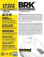 Preview for 2 page of ESE BRK First Alert SA511B Quick Start Manual