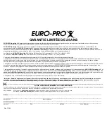 Preview for 74 page of Euro-Pro 8260 Instruction Manual