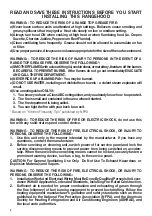 Preview for 2 page of Faber TENDER TEND30SS300-B Installation Instructions; Use And Care Information